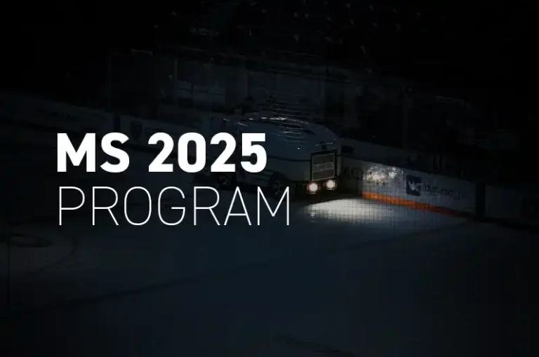 Program mistrovství světa v hokeji 2025 – ilustrační obrázek rolby na ledě.